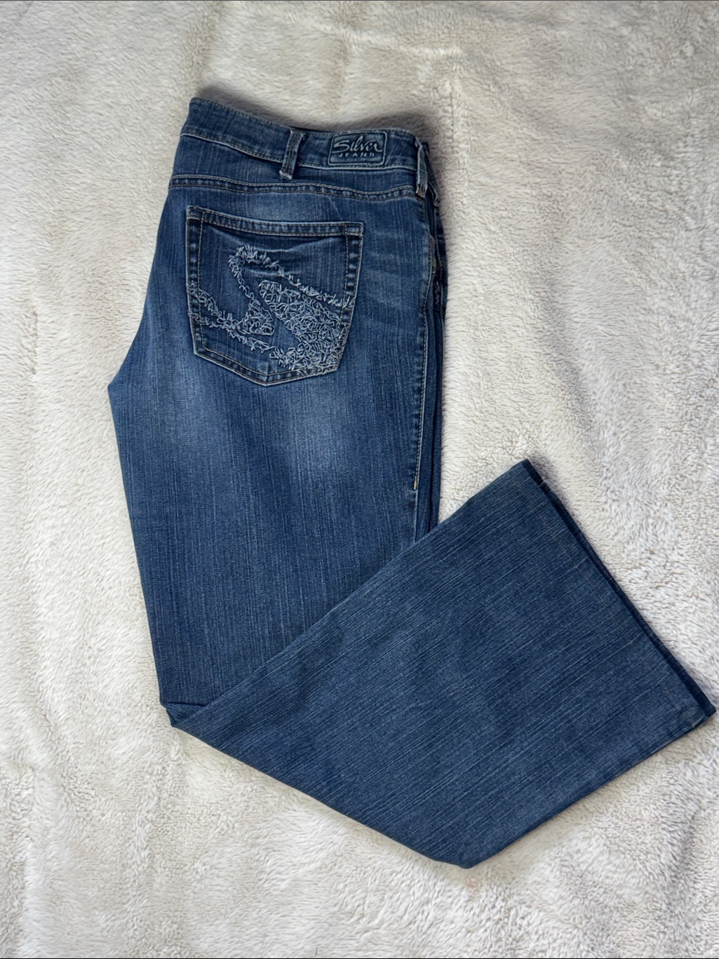 Silver Aiko Mens Jeans Custom Back Pockets Size 36